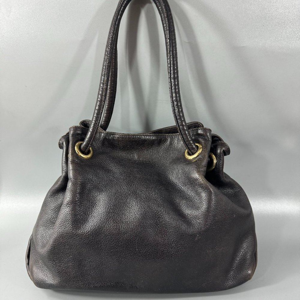 Authentic Furla Drawstring Dark Brown Leather Bag - image 1